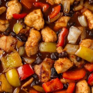 Menu chicken with black bean sauce